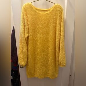 Yellow Fuzzy Sweater Dress Women’s Large Halloween Costume